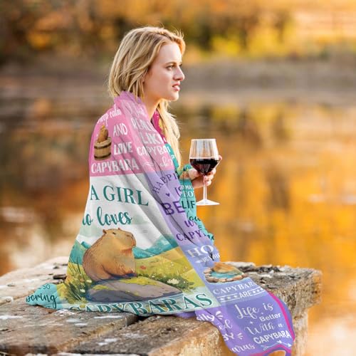Capybara Blanket 50x60 Inch, Capybaras Gifts for Girls, Just A Girl Who Loves Capybara Throw Blankets, Gifts for Capybaras Lovers for Christmas Birthday Decorations