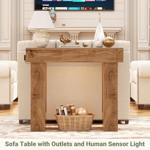 Unikito 39-Inch Entryway Console Table with Sensor Light, USB-C & Power Outlets
