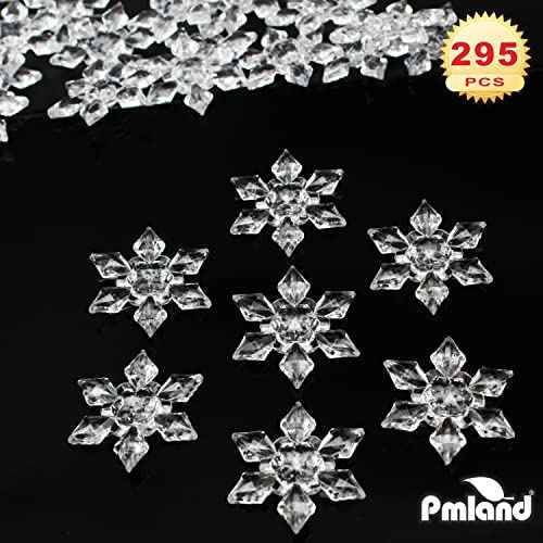 PMLAND Winter Acrylic Clear Snowflake Ornaments and Table Scatter Decoration - 290+ Pieces for Christmas Holiday Party Festival Events Home Decor