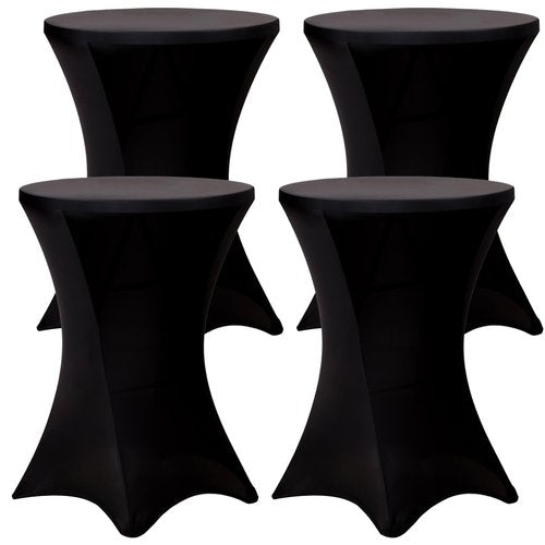 Fixwal 4 Pack Spandex Cocktail Table Covers, 32x43 Inch Black Fitted Stretch Highboy Round Cover Table Cloth for Party, Bar, Pub, Wedding, Banquet
