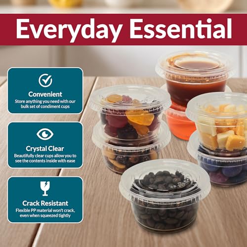 3.25 oz Plastic Portion Cups with Lids - 500 Sets Food Service Containers