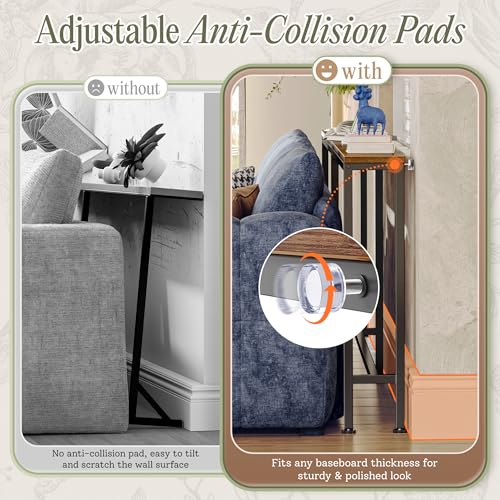 102.4 Inch Behind Couch Console Table with Outlets - Rustic Brown, Variation of Rustic Brown / 102.3 "W"