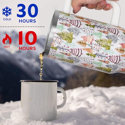 2025 Christmas Tumbler 40oz with Handle & Straw Lid - Leak-Proof Stainless Steel Cup