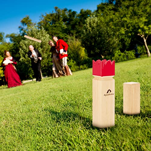 Outdoor Kubb Yard Game Set with Carrying Bag - Viking Chess Lawn Fun - Burlywood