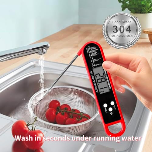 Meat Thermometer Digital - Instant Read Food Thermometer for Cooking Grilling Air Fryer Griddle Probe Kitchen Gadgets Essentials BBQ Accessories Grill Gifts for Men of Dad Fathers Day
