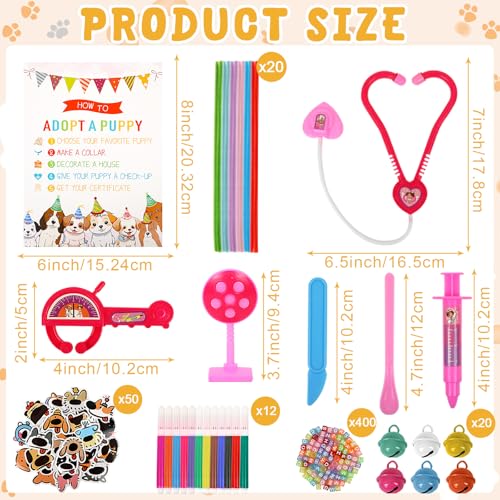 Dog Adoption Party Favors Set - Plush Puppies, House, Certificates & Accessories