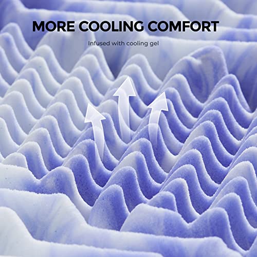 Queen Cooling Gel Memory Foam Mattress Topper - 3 Inch 7-Zone Support