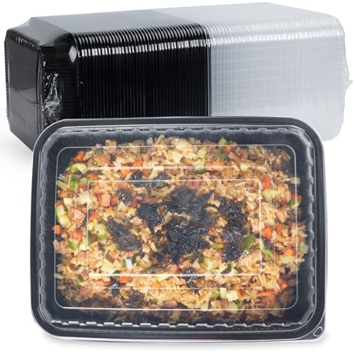 Black 48oz Meal Prep Containers 40-Pack Leakproof Food Storage - Single Compartment