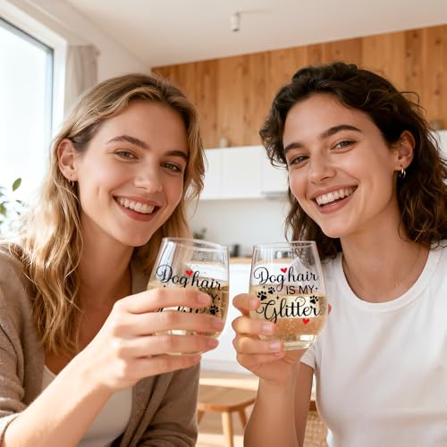 XQLZY Dog Hair Is My Glitter Stemless Wine Glass - Clear004 Gift for Dog Mom, Funny Animal Lover Glass