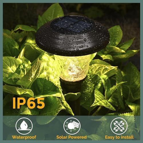 GIGALUMI Brown Solar Garden Lights 8 Pack with Metal & Glass Construction