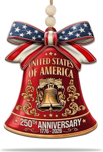 United States 250th Anniversary Patriotic Wooden Ornament Liberty Bell Decoration
