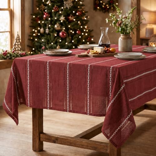 Horaldaily Red 60x120 Inch Rectangular Tablecloth - 100% Polyester, Holiday Home Decor