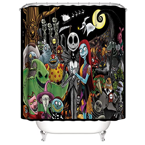 DDS-DUDES Christmas Shower Curtain Kids Bathroom Halloween Decor with 12 Curtain Hooks for Bathroom, Waterproof 71 x 71 inch (SC-16)