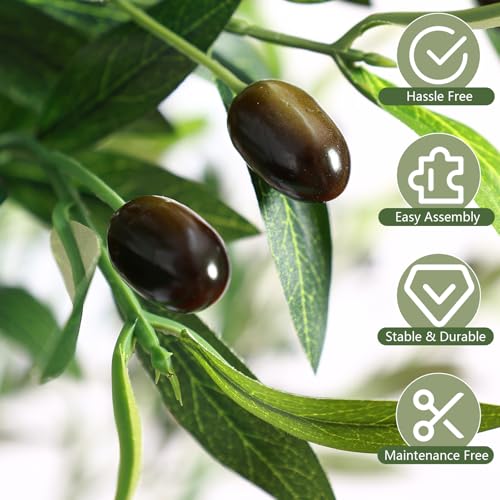 Alupssuc 6ft Faux Olive Tree with Lifelike Fruits and Realistic Leaves