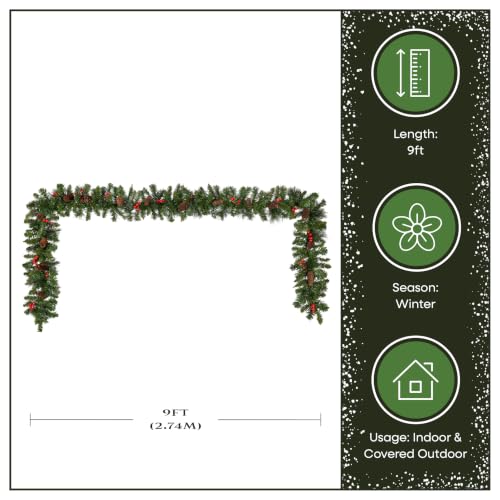 National Tree Company 9ft Pre-Lit Crestwood Spruce Christmas Garland (Plug In)