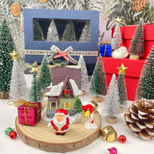 NotiGat Mixed Color Mini Bottle Brush Christmas Trees - 36pcs Tree Village Set