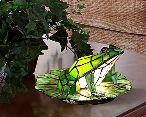 Whimsical Frog Lily Pad Accent Lamp - Tiffany Style 3D Glass Art