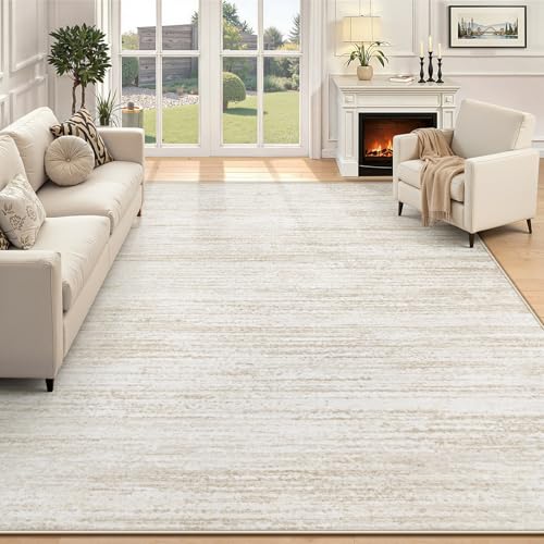 Beige 5x7 Modern Washable Non-Slip Area Rug for Living Room, Bedroom, Kitchen