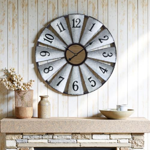 Vantic 30'' Windmill Large Wall Clock, Distressed Metal Clock