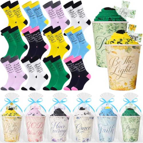 Christian Cupcake Socks Gift Set 12 Pairs Faith-Inspired Inspirational Design for Women - Bulk Religious Socks