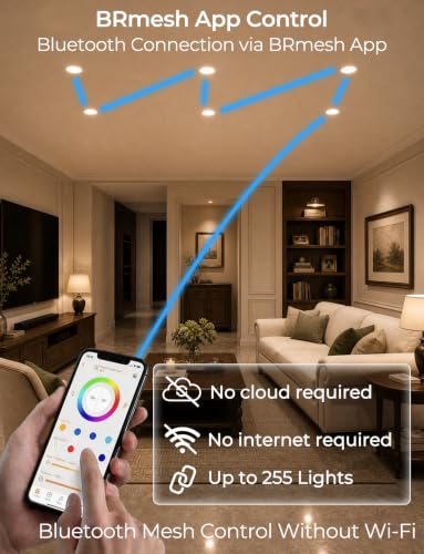 ILC 4 Inch RGB Recessed LED Downlight with Voice & App Control, 6 Pack