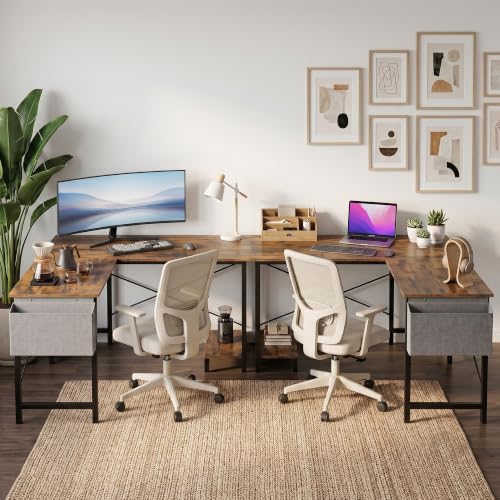 50 Inch L-Shaped Computer Desk for Small Spaces - Home Office Brown