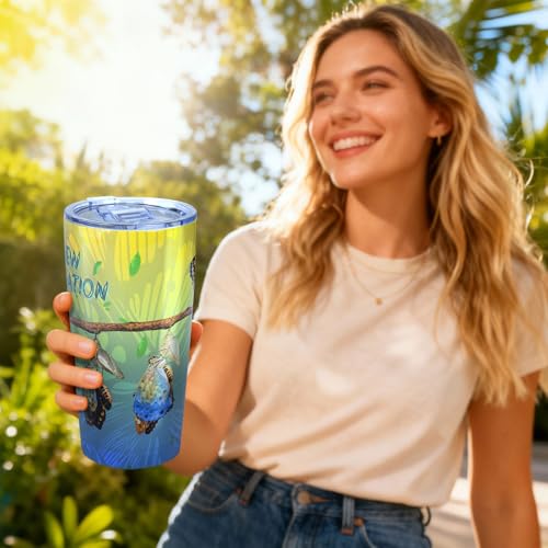 Eiryhope Christian Butterfly Tumbler - Bible Verse Travel Mug, 20oz Coffee Cup
