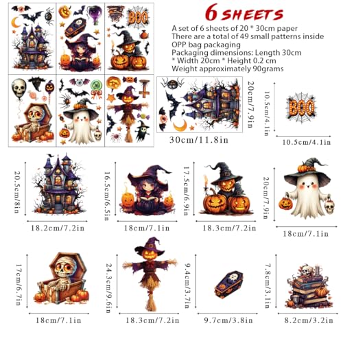 10 Sheet Halloween Window Clings Cute Window Decorations for Glass Windows, Halloween Window Stickers Decals for School Home Office Party Supplies
