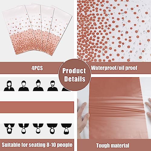 OHOME 4 Pack Disposable Plastic Table Cloths,White and Rose Gold Rectangle Table Covers for Birthday Valentines Decor Pink Sweet 16 Party Decorations - Baby Shower Decorations for Girl 54" x 108"