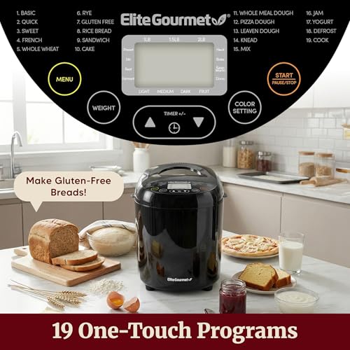 Programmable Bread Maker 2 Lb with 3 Sizes & 19 Presets - Black (Variation of THIS listing)