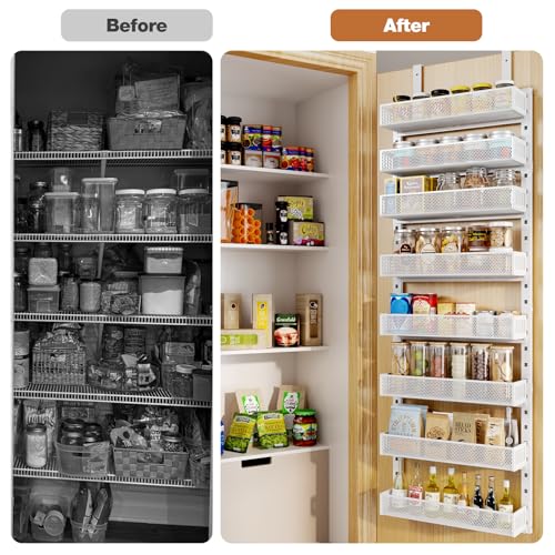 White 8-Tier Over the Door & Wall Mount Pantry Organizer - Heavy Duty Metal Spice Rack