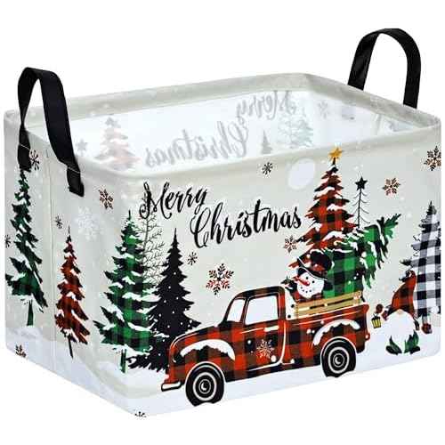 Christmas Basket for Gifts Nursery Hamper Collapsible Waterproof Storage Bin Kids Toy Box Book Shelf Basket Xmas Party Decor