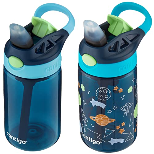 Contigo Kids Water Bottle 14oz with Redesigned AUTOSPOUT Straw 2 Pack - Blueberry & Cosmos