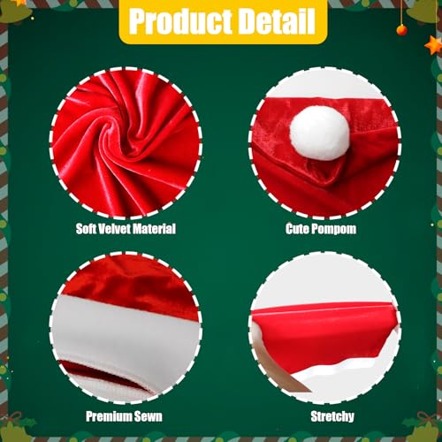 6Pcs Christmas Chair Covers 19.6 x 23.6 in Santa Hat Style for Indoor Dining - YILEGSYO