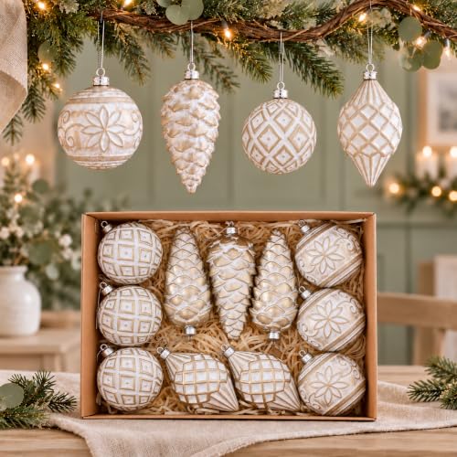 Evernne Rustic Champagne Christmas Ornaments Set 11PCS Large Variant