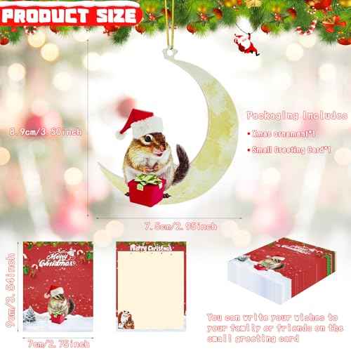 Animals Sitting On The Moon Ornaments for Christmas Tree - Acrylic Chipmunk Christmas Ornament - Christmas Tree Decorations Ornaments - Xmas New Year Gifts