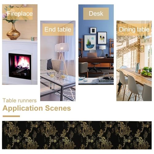 DKMQQUL 13x36 Inch Chinese Table Runner - Retro Landscape Ink Print