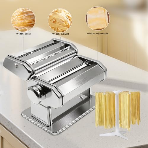 MZTOGR 3-in-1 Pasta Maker Machine - 9 Thickness Stainless Steel Roller - MZ-150PR