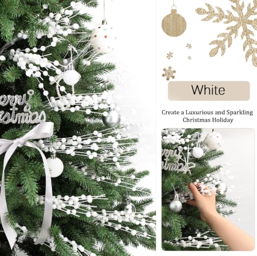 N&T NIETING White Glitter Berry Stem Christmas Decorations 20 Pack – Artificial Tree Picks for Holiday Decor