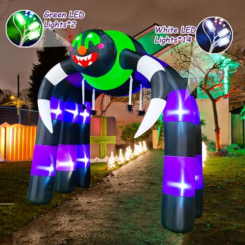 10FT Giant Halloween Inflatable Spider Arch with LED Lights for Outdoor Decoration