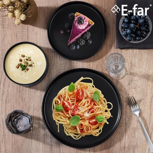 Matte Black Stoneware Dinnerware Set for 4 - 12 Pieces