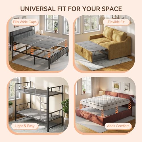 Full Size Heavy Duty MDF Bunkie Board with Foam Padding - 54x75 Inch Low Profile Support