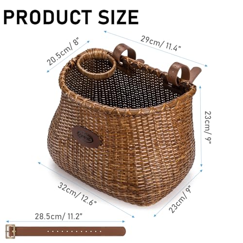 Brown Handmade Rattan Bike Basket for City & Cruiser Bikes - Vintage Style