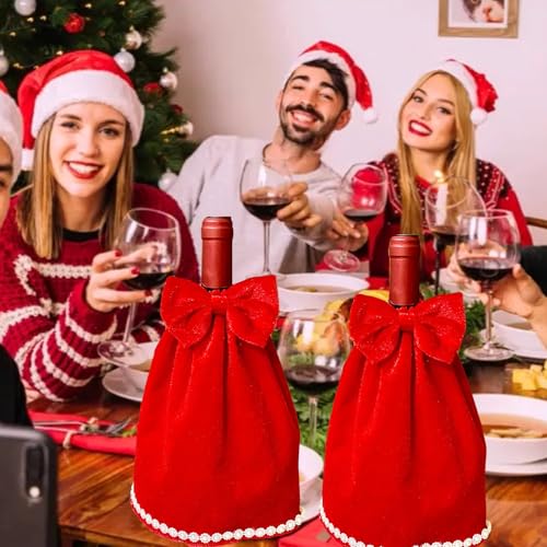 Red Velvet Wine Bottle Cover for Christmas Valentine's Day Party Decor