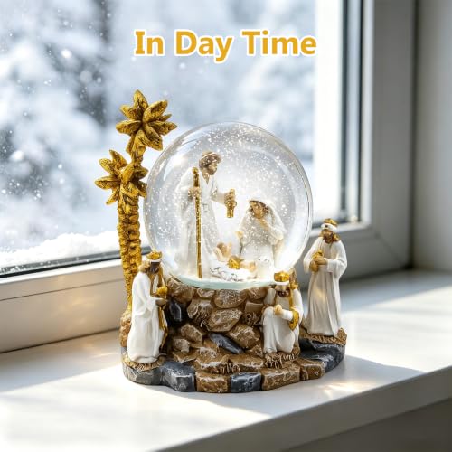 120mm Nativity Scene Musical Snow Globe – With Puppies, Little Glee, Jesus M-2