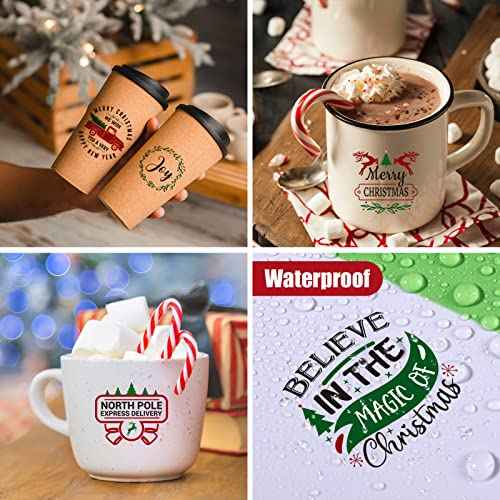 Epakh 45 Pcs Large Christmas Inspirational Vinyl Stickers for Crafts Scrapbooking Christmas Ball Bottle Decals Positive Word Window Stickers Motivational Quote Wall Decal, 45 Color Words(Joy Style)