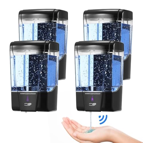 Black 4-Pack Touchless Automatic Soap Dispensers 600ml Wall Mount