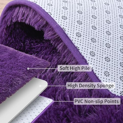 8' x 10' Large Purple Fluffy Washable Area Rug - Living Room Carpet