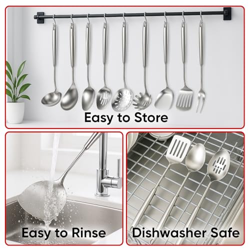 9-Piece Stainless Steel Cooking Utensil Set - Kitchen Tools & Accessories, Dishwasher Safe - Variation of 9