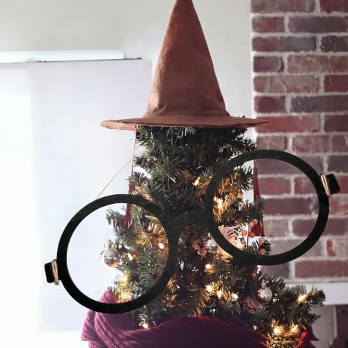 24 Inch Wizard Glasses Christmas Tree Ornament - Foldable Wooden Decor